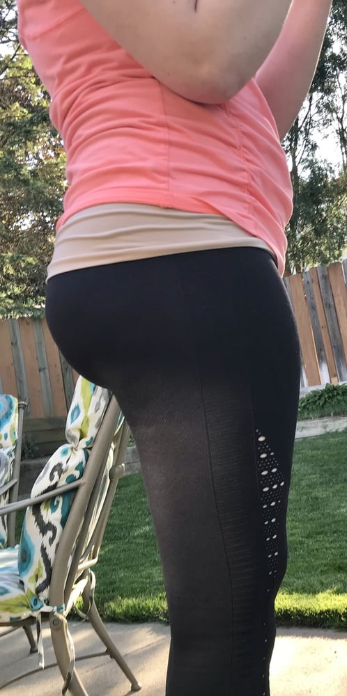 Wife in her gymshark pants with pics of panties she wore! #95038713
