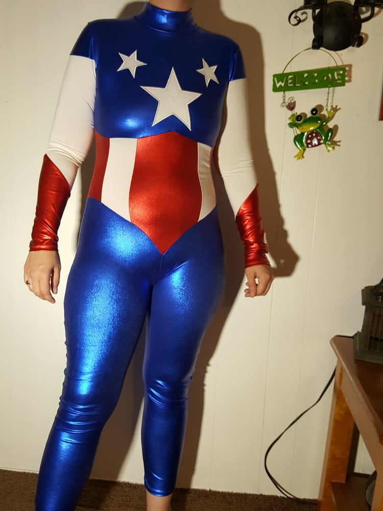 Lexi In A Shiny Spandex Superhero Costume #106971350