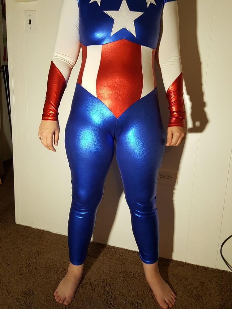Lexi In A Shiny Spandex Superhero Costume #106971351