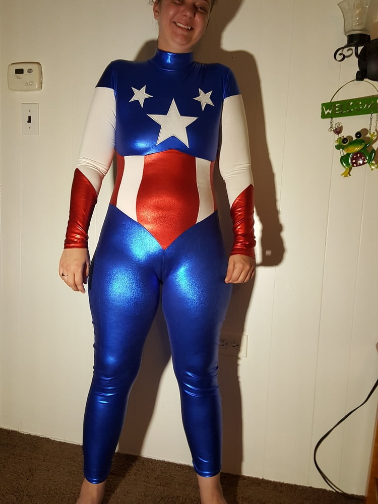 Lexi In A Shiny Spandex Superhero Costume #106971352