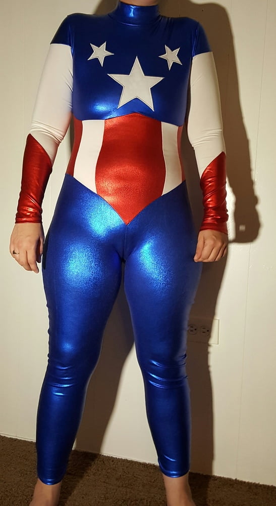 Lexi In A Shiny Spandex Superhero Costume #106971354