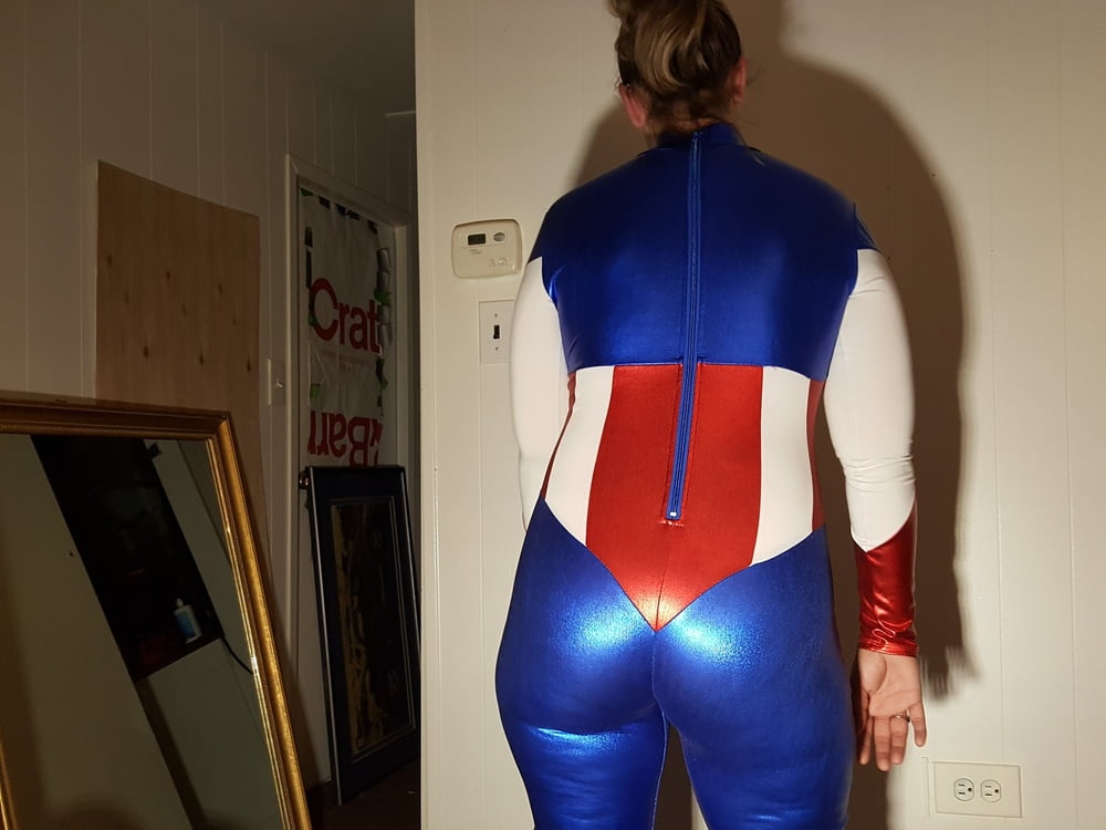 Lexi In A Shiny Spandex Superhero Costume #106971358