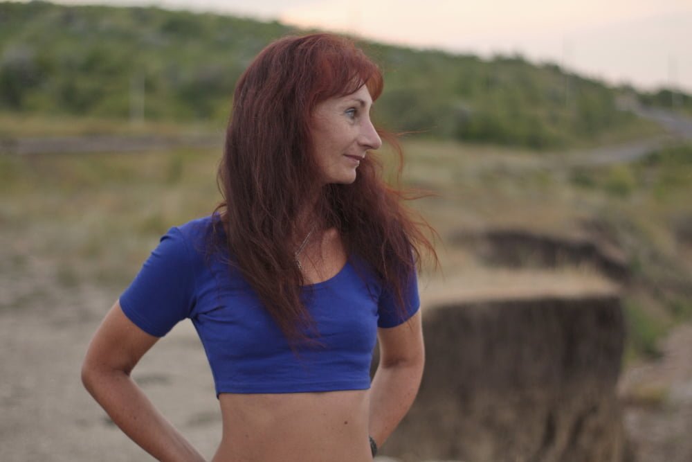 Evening potrait against the background of the river #106607010