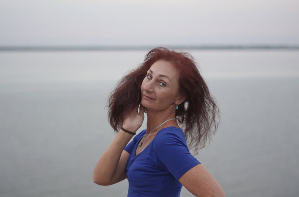 Evening potrait against the background of the river #106607014