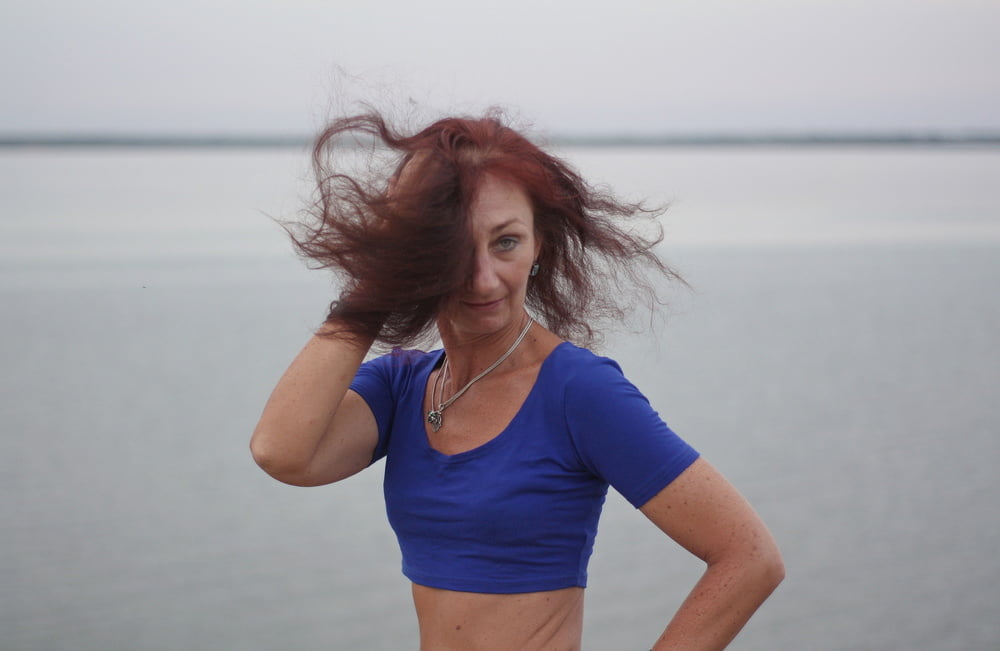 Evening potrait against the background of the river #106607022
