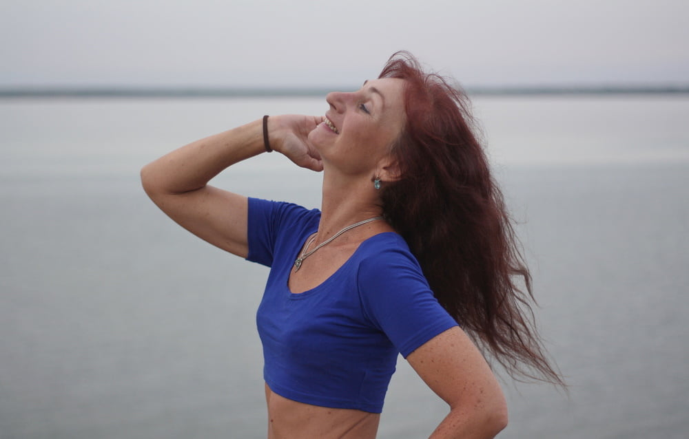 Evening potrait against the background of the river #106607037