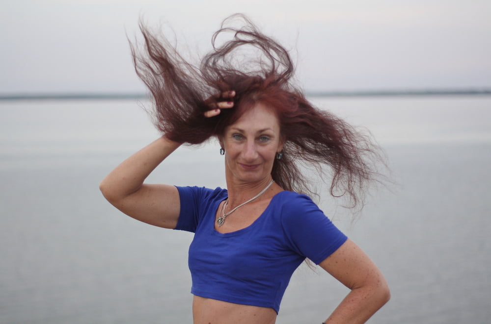 Evening potrait against the background of the river #106607041