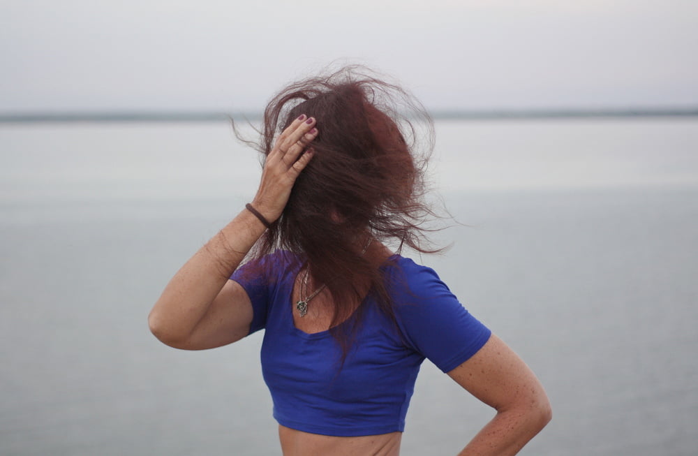 Evening potrait against the background of the river #106607047