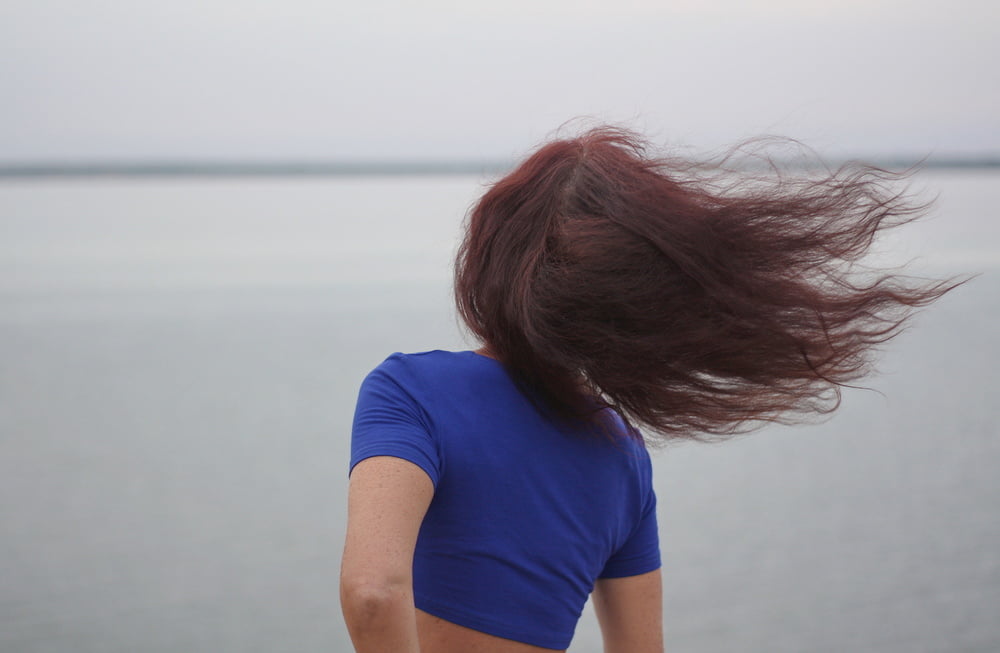 Evening potrait against the background of the river #106607048