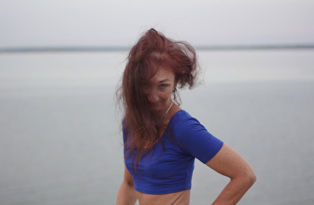 Evening potrait against the background of the river #106607050