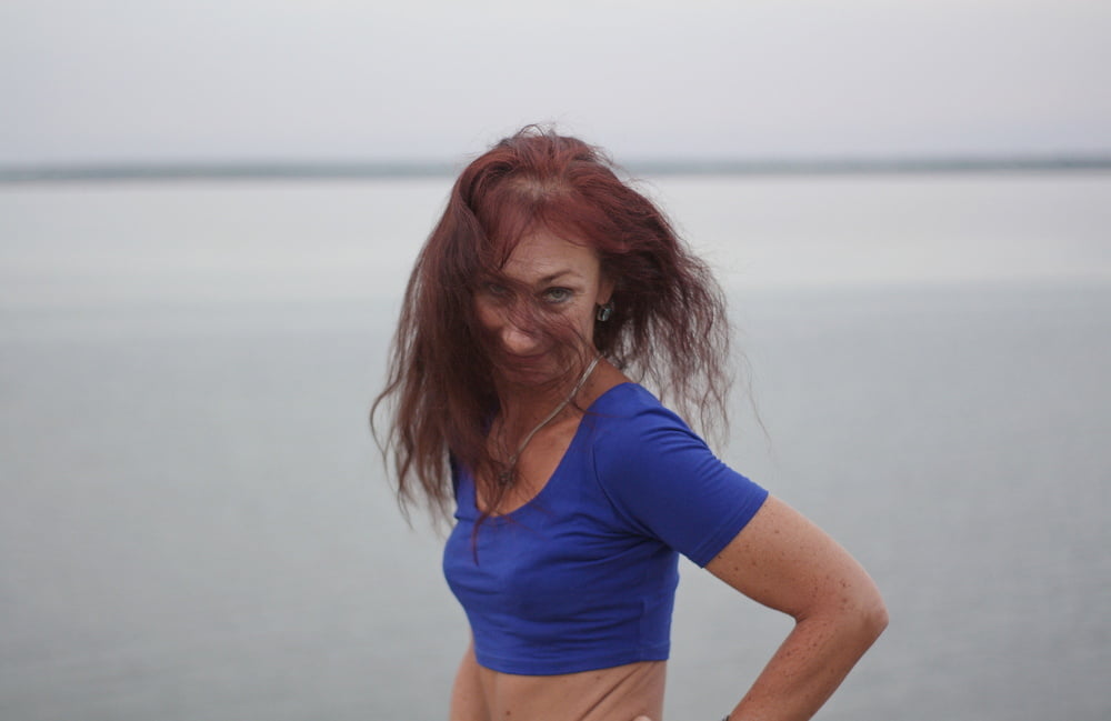 Evening potrait against the background of the river #106607052