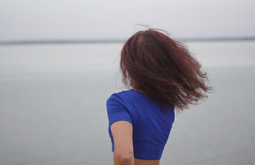 Evening potrait against the background of the river #106607054