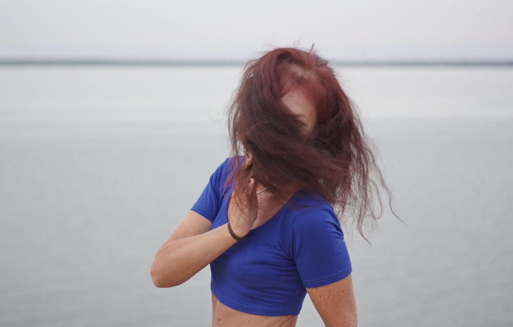Evening potrait against the background of the river #106607056