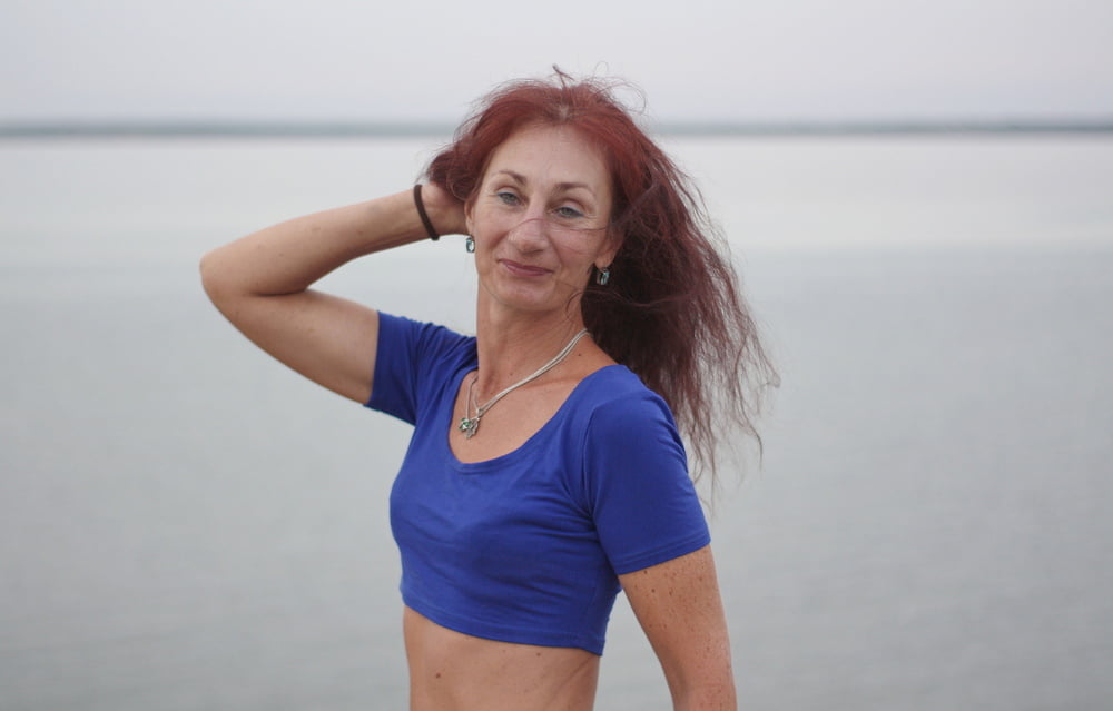 Evening potrait against the background of the river #106607057