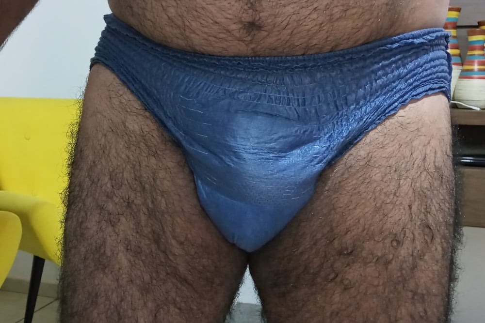 USING BLUE NAPPY TO GO OUT TO WORK #106835837