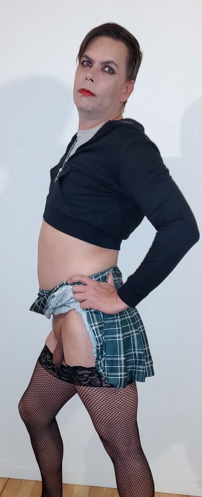 Sissy MaxyMalya in and out of her Schoolgirl skirt #107088712