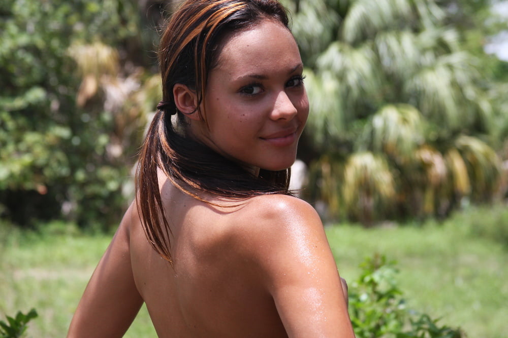 Cute tanned latina Gabrielle loves posing nude outdoors #106685481