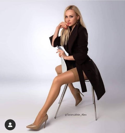 Evgenia europea sexy in collant collant di nylon gambe piedi #100418208