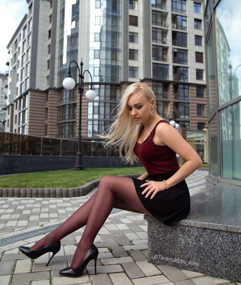 Evgenia europea sexy in collant collant di nylon gambe piedi #100418298