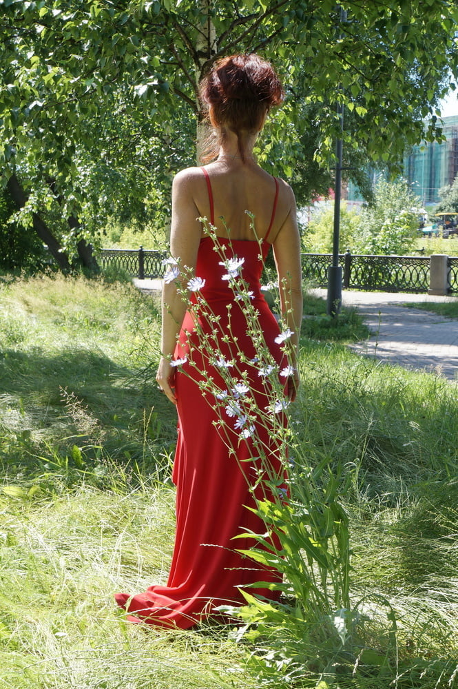 Red dress - green garden #106658045