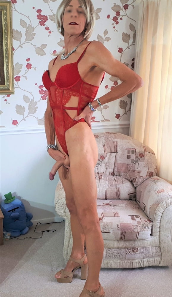 Alessia Travestita models red lace Victoria&#039;s Secret body #106849838