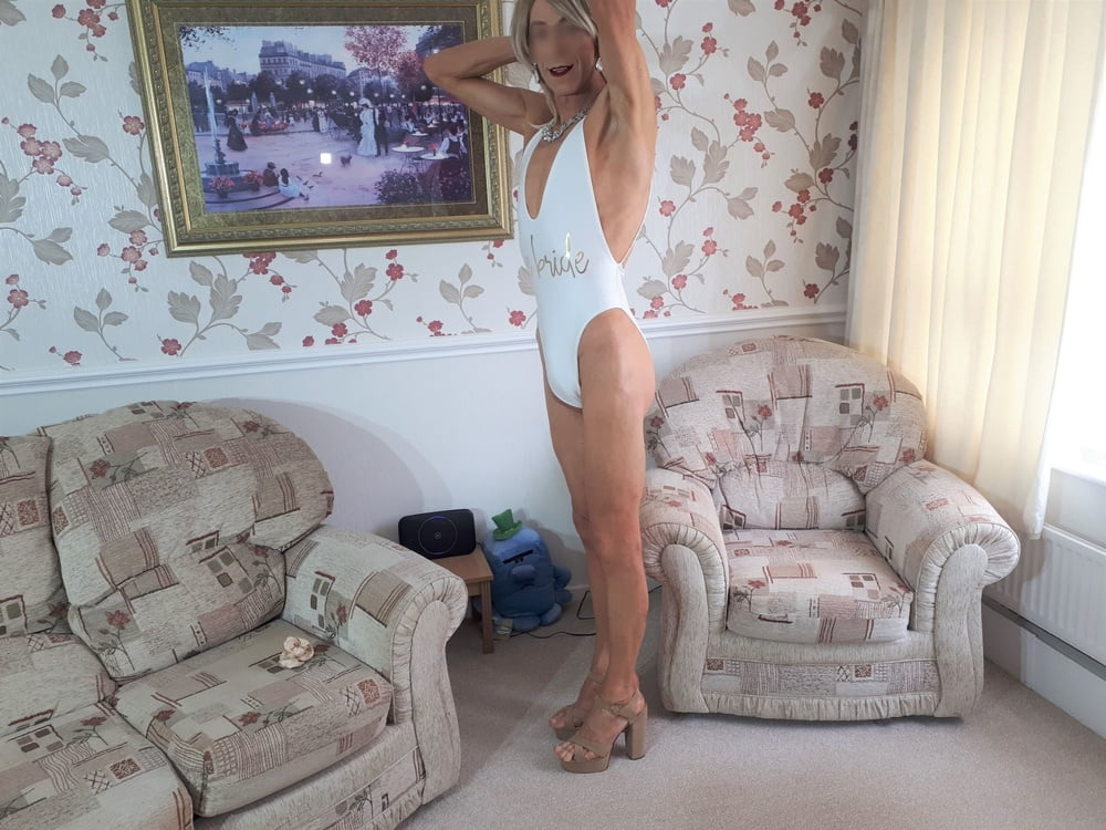Alessia models fun and sexy white Bride swimsuit #106864785