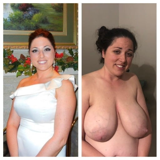 Femme sexy aux gros seins, nue et habillée
 #80070404