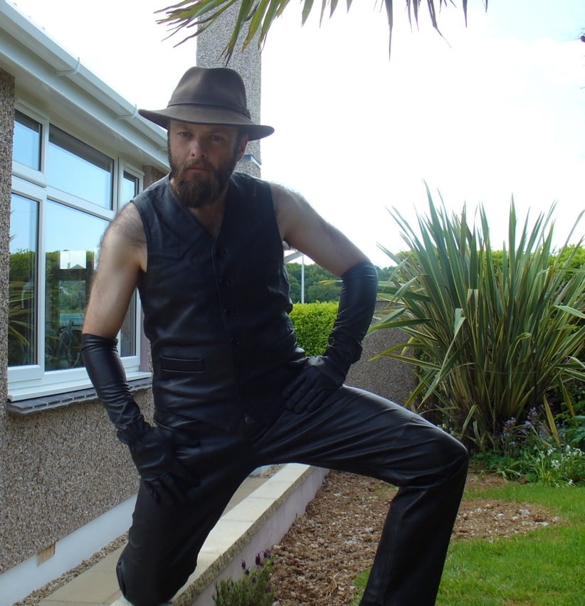 Leather Master outdoors posing in full leather #107033853