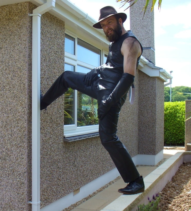 Leather Master outdoors posing in full leather #107033865