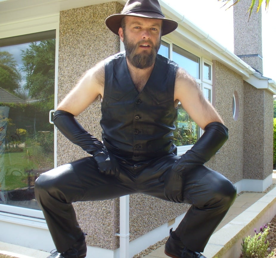 Leather Master outdoors posing in full leather #107033867