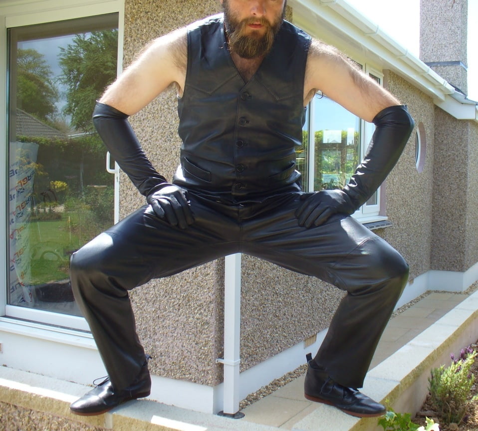 Leather Master outdoors posing in full leather #107033875