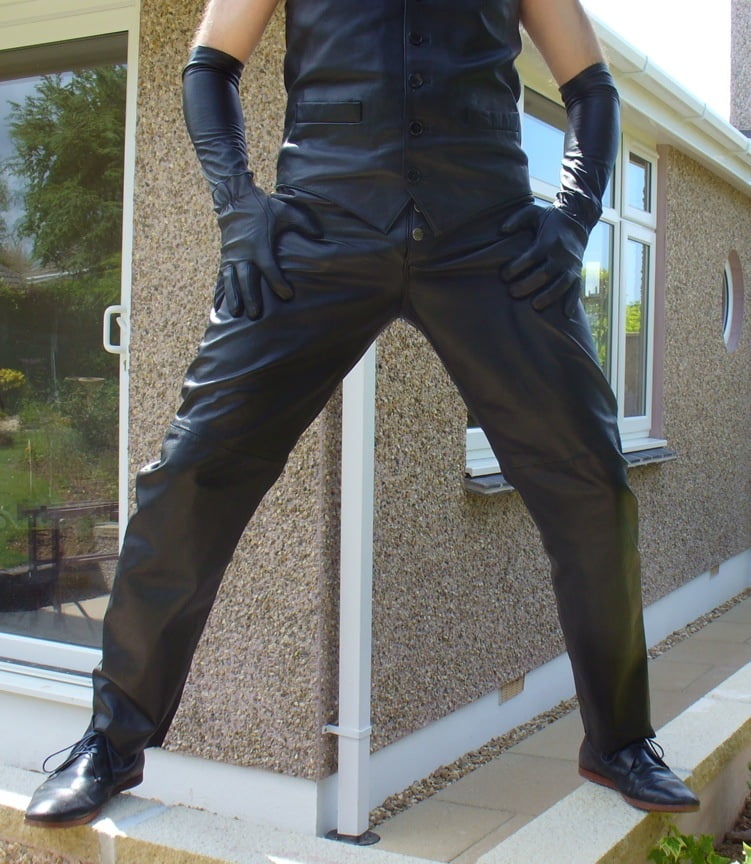 Leather Master outdoors posing in full leather #107033877