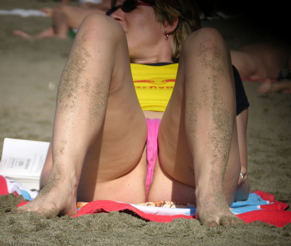 Stupid Sluts Wearing Underwear on the Beach #98195222