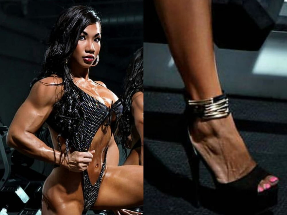 bodybuilder female&#039;s sexy Legs feet and High heels #97106059