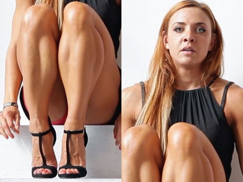 bodybuilder female&#039;s sexy Legs feet and High heels #97106132