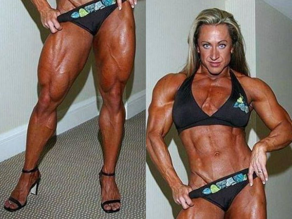 bodybuilder female&#039;s sexy Legs feet and High heels #97106309