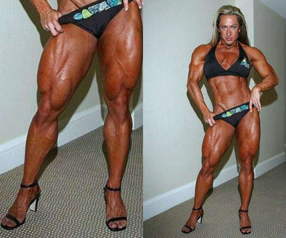 bodybuilder female&#039;s sexy Legs feet and High heels #97106315