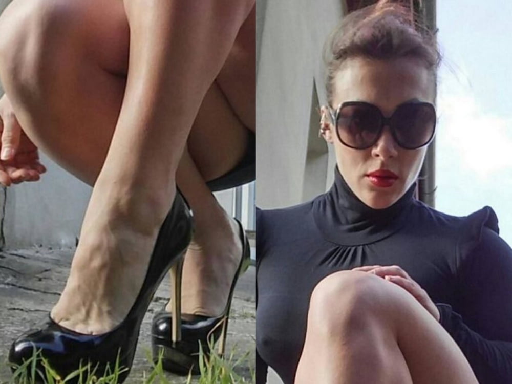 bodybuilder female&#039;s sexy Legs feet and High heels #97106381