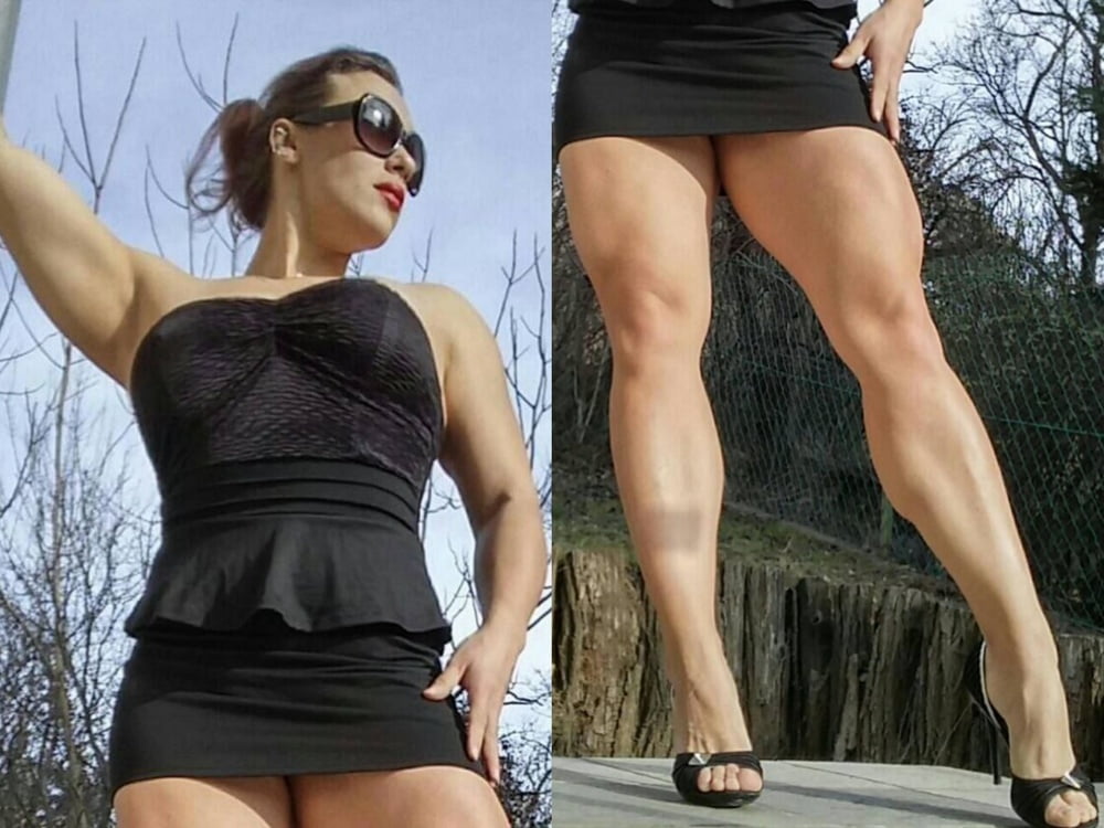 bodybuilder female&#039;s sexy Legs feet and High heels #97106399