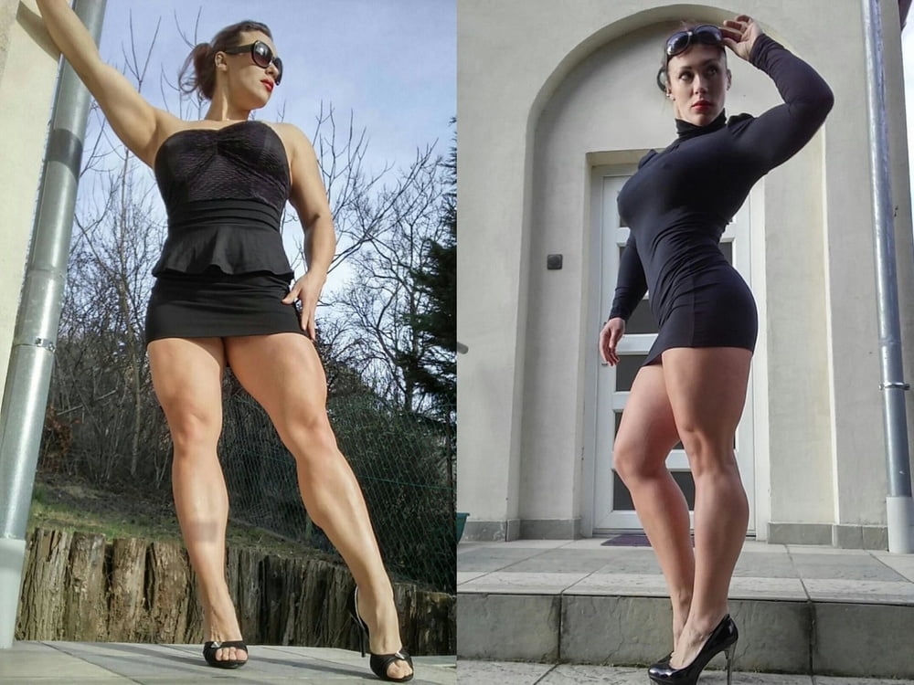 bodybuilder female&#039;s sexy Legs feet and High heels #97106405
