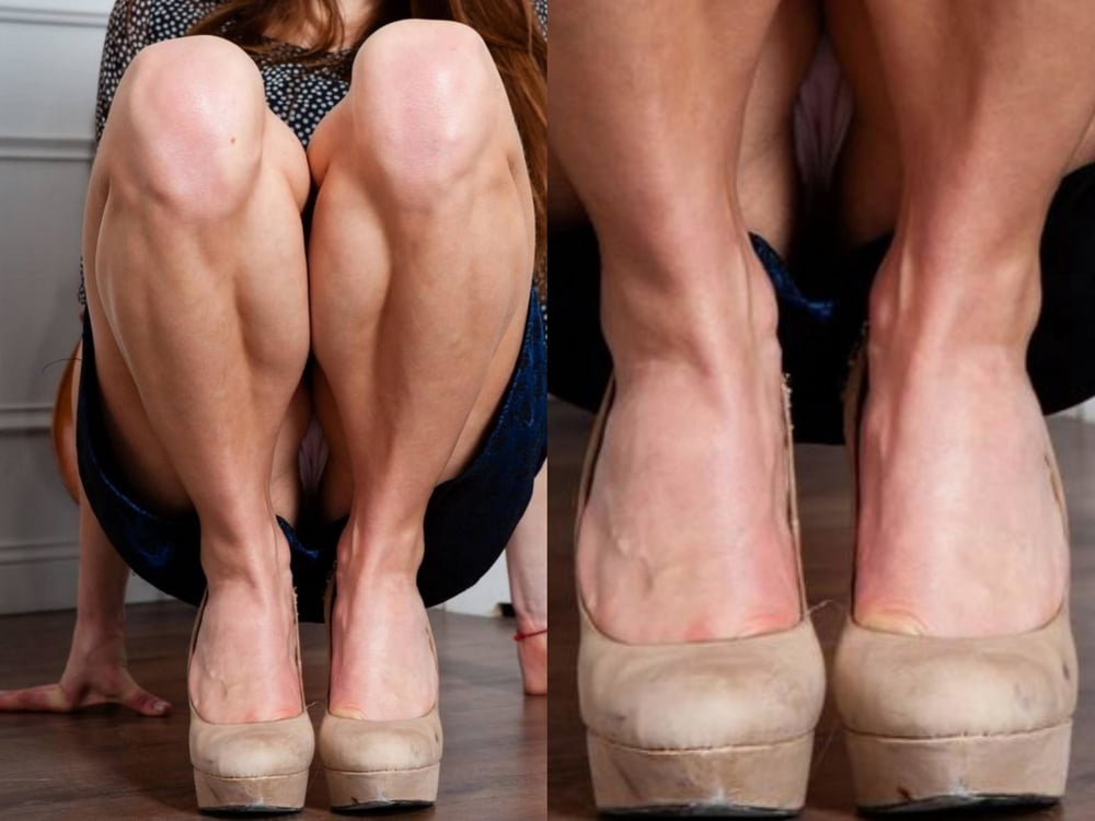 bodybuilder female&#039;s sexy Legs feet and High heels #97106517