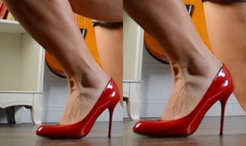 bodybuilder female&#039;s sexy Legs feet and High heels #97106541