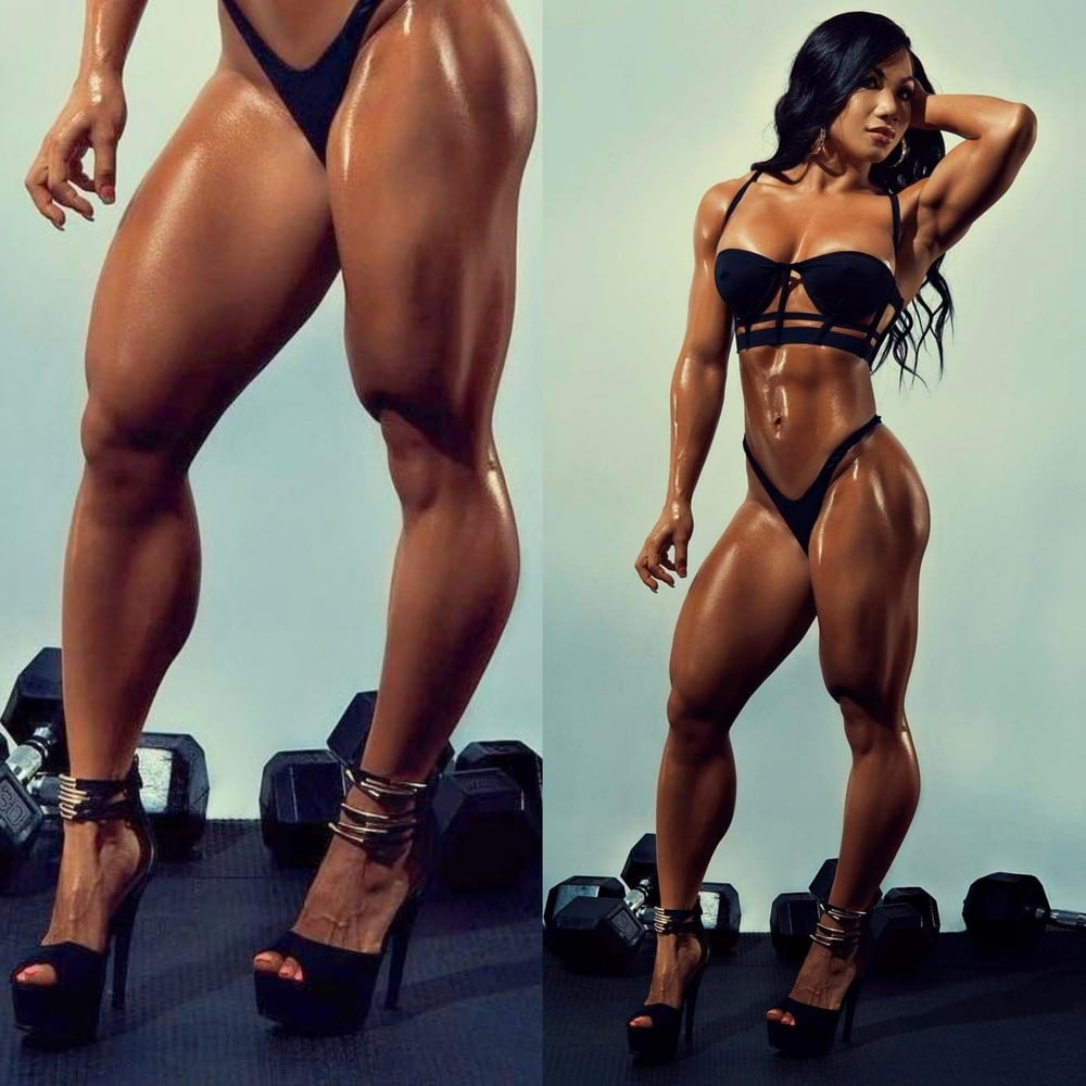 bodybuilder female&#039;s sexy Legs feet and High heels #97106704
