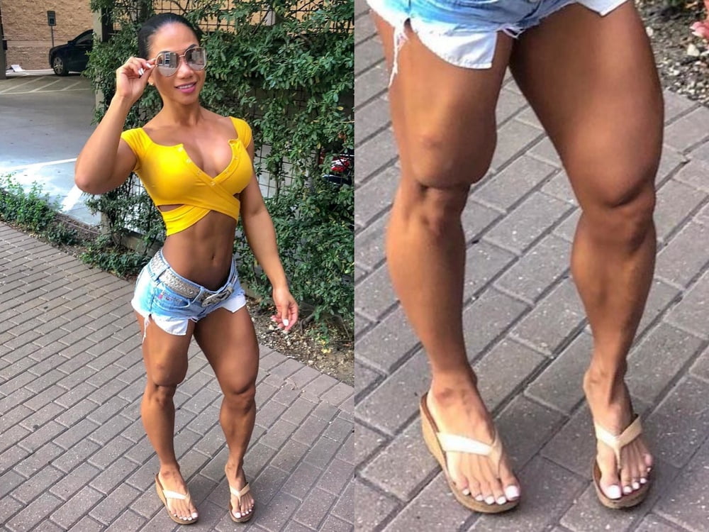 bodybuilder female&#039;s sexy Legs feet and High heels #97106707