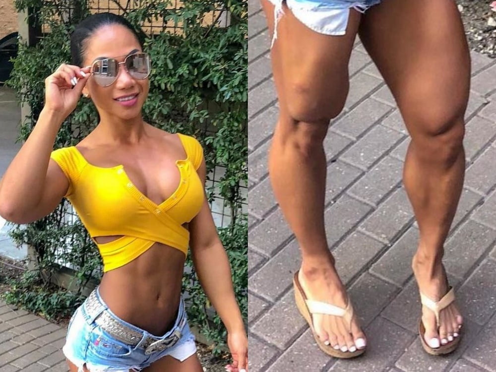 bodybuilder female&#039;s sexy Legs feet and High heels #97106710