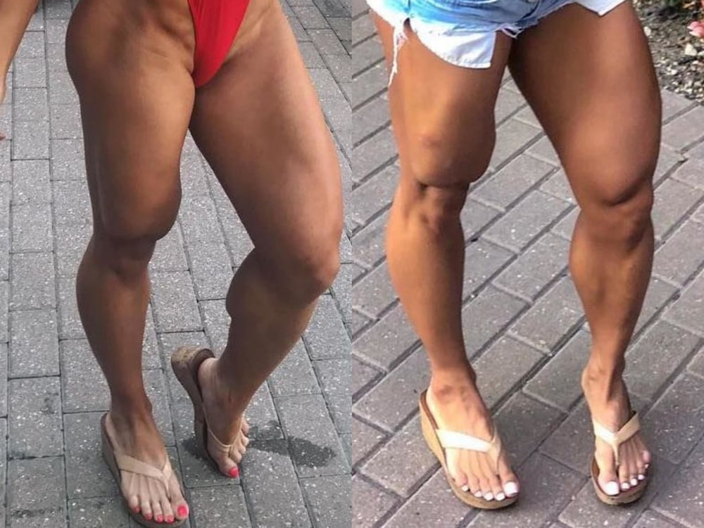 bodybuilder female&#039;s sexy Legs feet and High heels #97106713