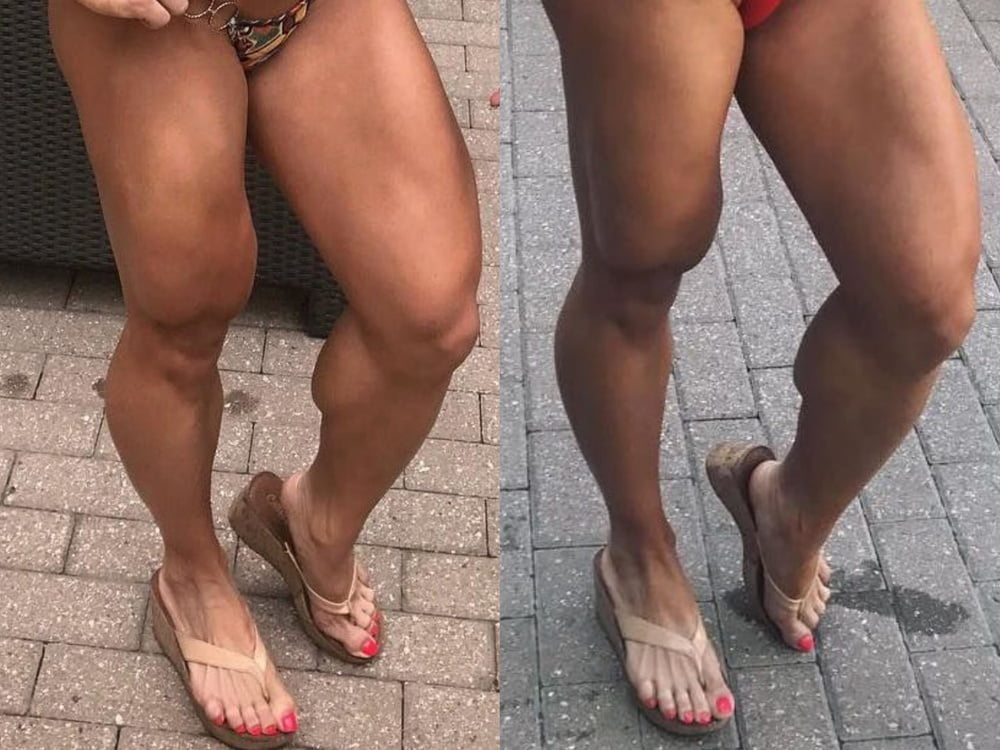 bodybuilder female&#039;s sexy Legs feet and High heels #97106722