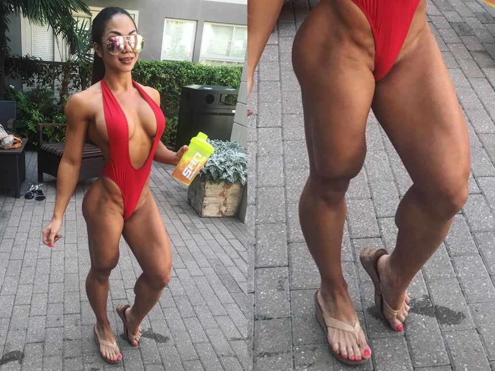 bodybuilder female&#039;s sexy Legs feet and High heels #97106731