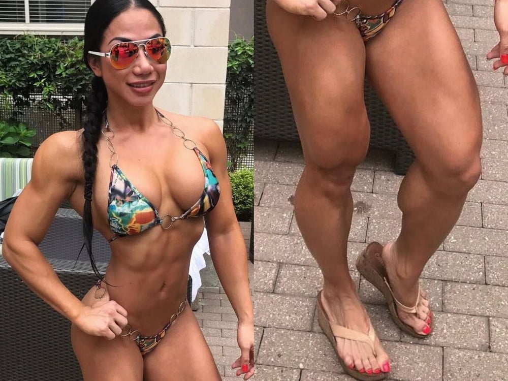 bodybuilder female&#039;s sexy Legs feet and High heels #97106743