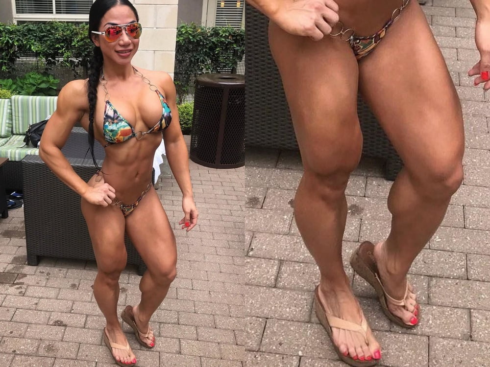 bodybuilder female&#039;s sexy Legs feet and High heels #97106746